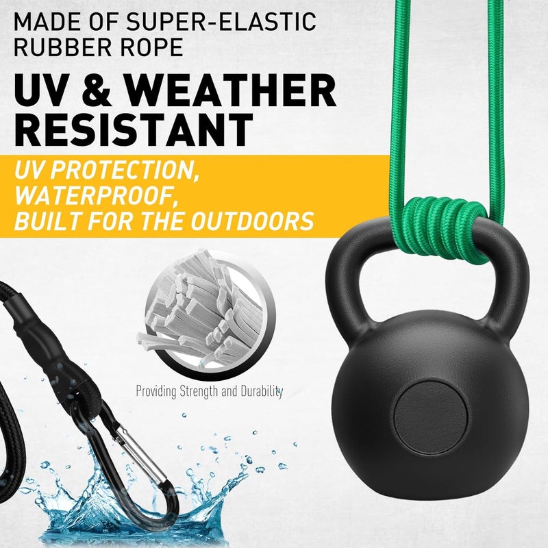 ELEAD Carabiner Bungee Cords with Hooks, 28-Piece Heavy Duty Outdoor Assortment Includes 10", 18", 24", 36", 48", 60", 72" Bungee Cords, Canopy Tarp Ball Ties, Nylon Cable Ties and Tarp Clips - Image 4